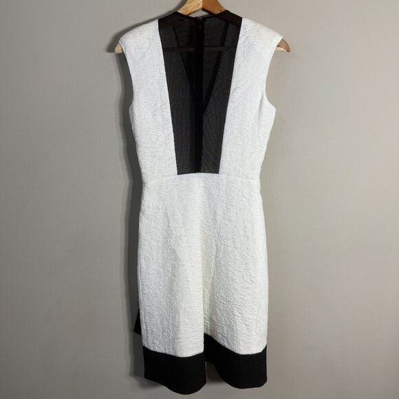 Maje Reese Mesh Paneled Matelasse Mini Dress Womens 1 Small White Black Cocktail - Picture 7 of 12